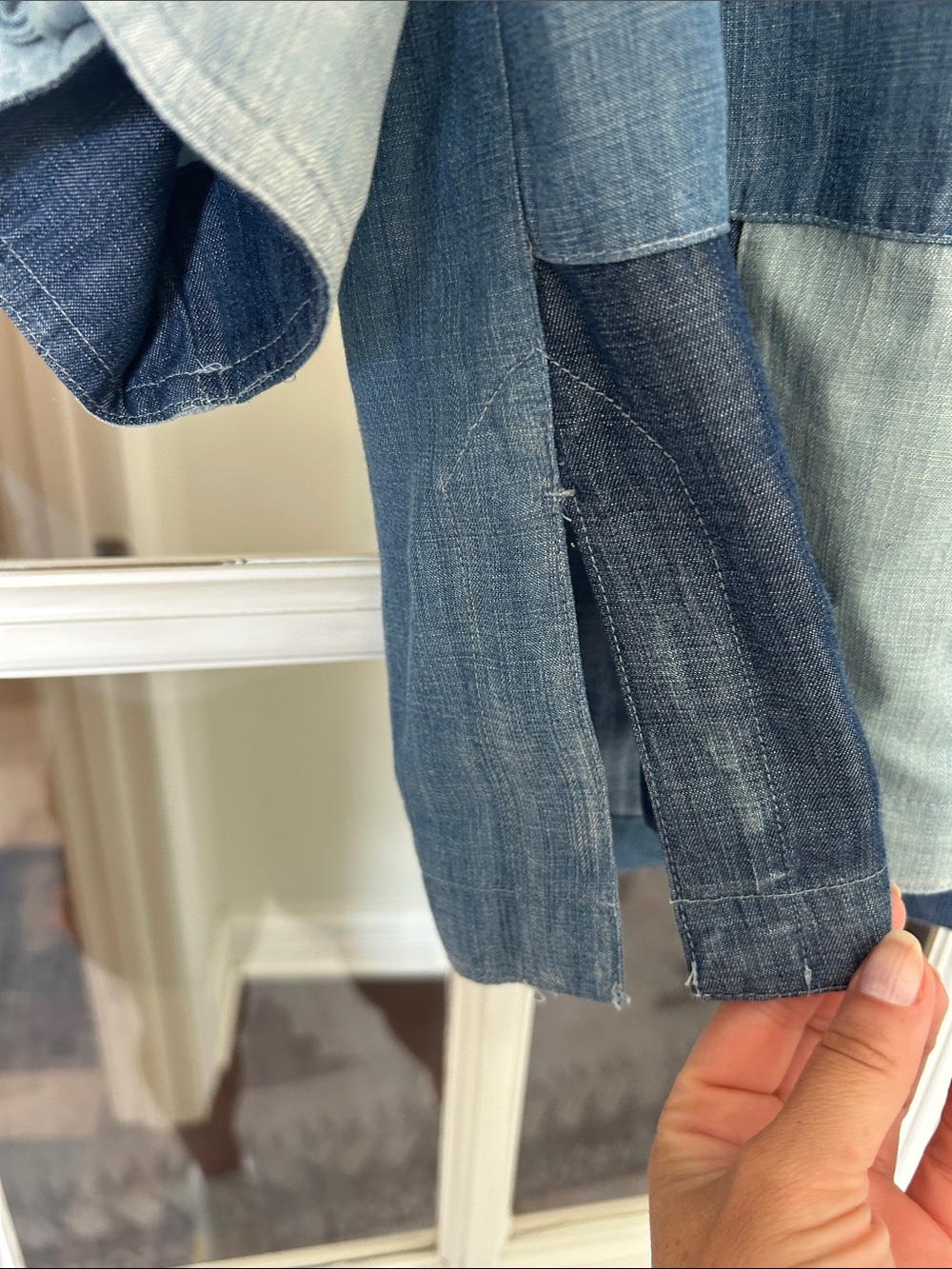 John Mark Patchwork Blue Denim Tunic Top - Picture 5 of 7